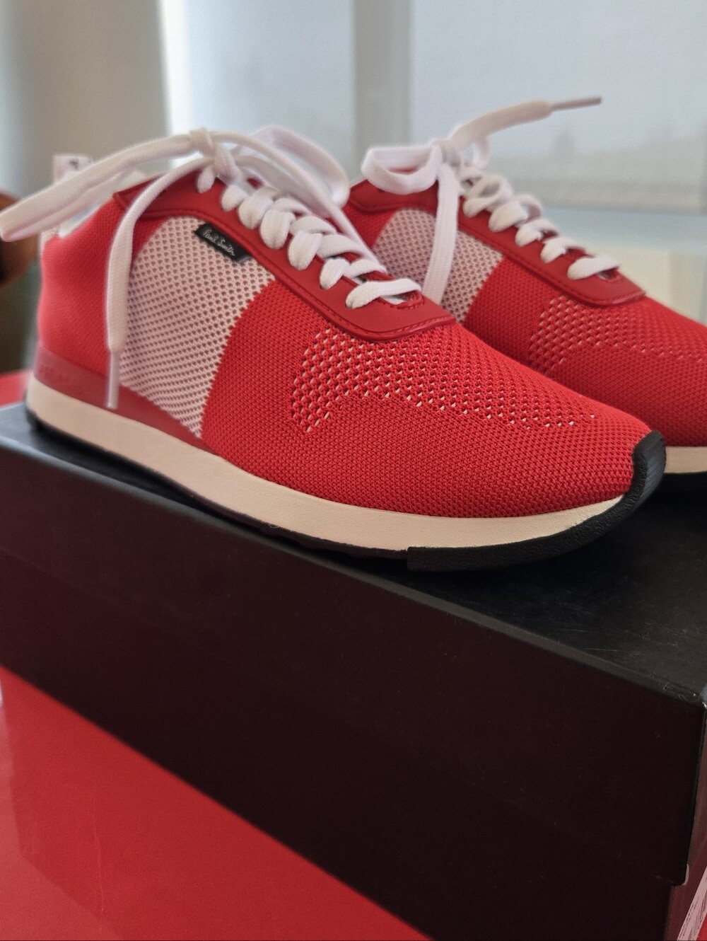 PS Paul Smith Red and White Mesh Lace-Up Sneakers - Picture 6 of 6